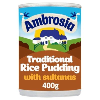 Ambrosia Traditional Rice Pudding Sultanas Nutmeg Flavouring 400G PACK OF 6