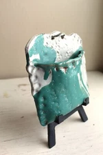 Art Studio Pottery Hand Built Slab Wall Pocket Vase Spruce Green White Rustic