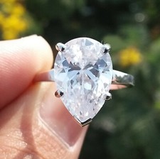 8Ct Pear Cut White CZ Solitaire Engagement Wedding Ring 925 Sterling Silver