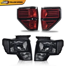 Fit For 09-14 Ford F150 Pickup Rear Tail Lights Brake Lamp Smoke Lens Headlights