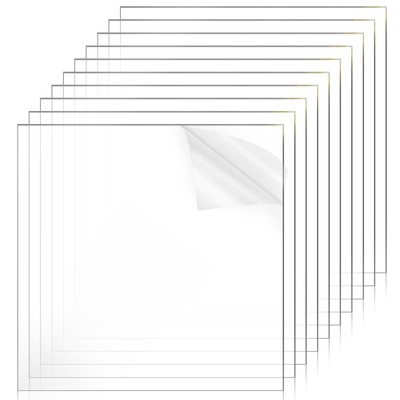 10 Pcs Thin Plexiglass Sheets, 12x12 0.5mm Small Clear PVC Flexible Plastic S...