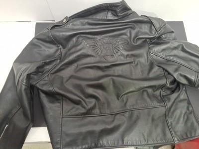 Vintage Branded Camel Cigarettes Embossed Leather Motorcycle Moto Jacket XL USA