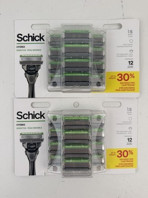Schick Hydro Sensitive Razor Blade Refills 5-Blade Razor Refills LOT OF 2