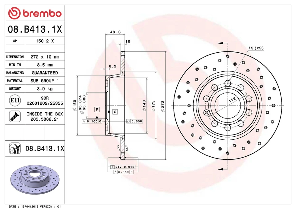 2x Brake Discs Pair fits CUPRA LEON KL1, KL8 Rear 1.4 1.5 2.0 2.0D 2020 on 272mm - Image 3 of 4