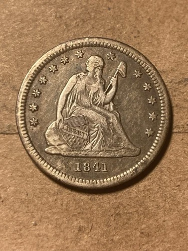 1841 Seated Liberty Quarter - Rare Date - VF+ Album Toned - As Shown! (#1674)