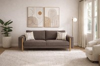 Braunes 3-Sitzer Sofa Designer Polstercouch Wohnzimmer Textilsofa