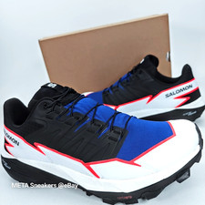 Salomon Thundercross   US 11 Men's Black White Blue Trail Running Speed Lace New