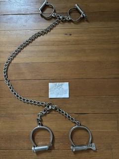 Antique Handcuffs Hiatt “Old Style” Transport Set Handcuffs & Leg Iron w/ Keys