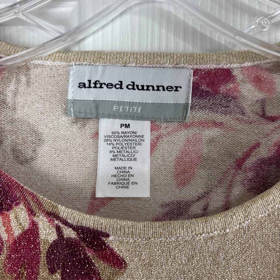 Alfred Dunner свитер миниатюрный женщин верхний размер PM ожерелье цветочный золотой отлива новый с Ярлыками - Изображение 4 из 4