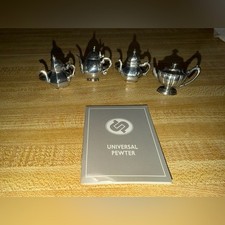 Vintage Universal Pewter Miniature Tea Set Napkin rings &mdash; Silver Pewter set of 4