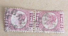 Queen Victoria 12d Reddish Brown Pair &ndash; Surface Printed Used PLATE 5