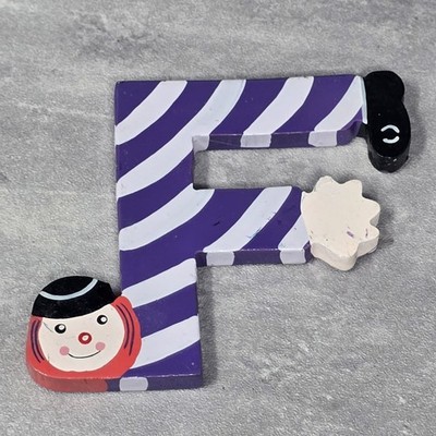 Letter F Vtg Clowns Painted Alphabet Wooden Names Signs Spellout Colorful 