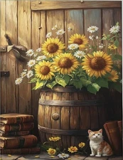 Sunflower Paint by Numbers Kit for Adults Beginner,Paint Number green-29 