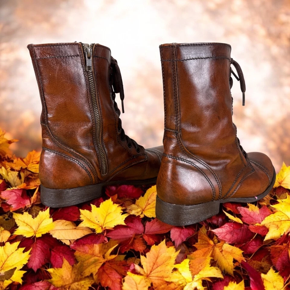 Botas de Combate Steve Madden Troopa - Para Mujer Talla 10 | Cuero Marrón | Con Cordones Foto 4 de 4