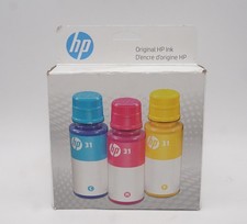 Genuine HP 31 3-Pack Cyan, Magenta, Yellow Ink Bottles Exp. Apr 2026
