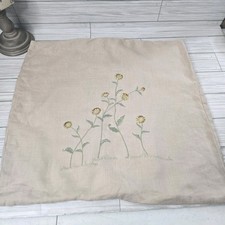 Pottery Barn Sunflower Yellow Gold Embroidered 17x Cotton Pillow Cover Sham