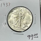 1937 LIBERTY WALKING SILVER HALF HIGH GRADE BU
