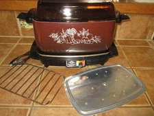 Vintage West Bend Multi-Purpose Cooker 6 QT #5300 Autumn Harvest Glass Lid WORKS