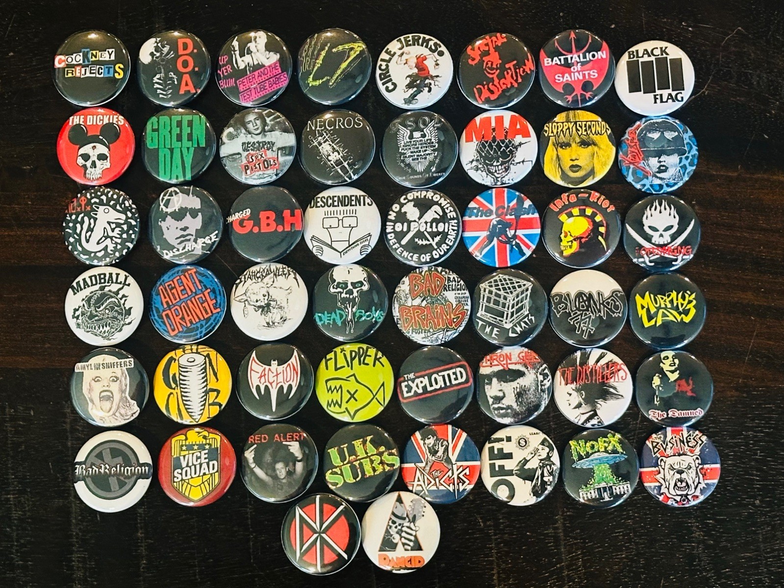 Assorted Punk Band Buttons /  Pins Set Of 50