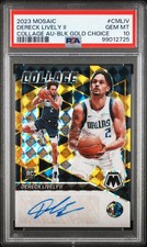 23 Panini Mosaic Collage Auto Mosaic Dereck Lively II BLK Gold Choice /9 PSA10