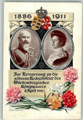 39997335 - signed Schnorr P. Silver wedding of the royal couple 8.4.1911 nobility