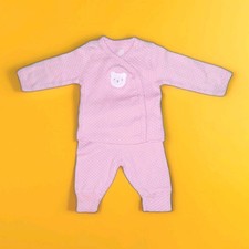 Just One You by Carter's Pink Polka Dot Pink Embroidered Bear Sleeper Set Sz 3M