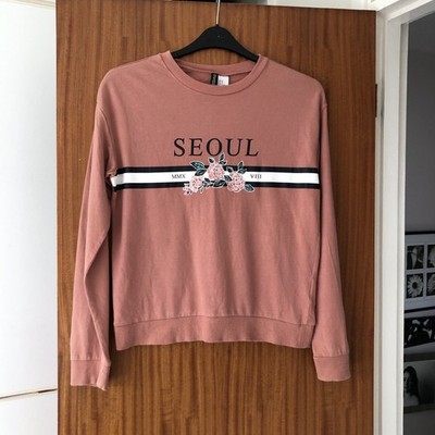 Coral Cotton Ladies Sweatshirt Lightweight Layering Casual Leisure Spring Small
