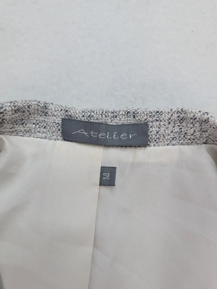 Chaqueta Blazer Para Mujer Atelier Talla 14 Gris Tejida Negocios Carrera Foto 4 de 4