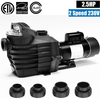 2.5HP 2 Speed In/Above Ground Pool Pump 9000/4140 GPH 98FT HMax 2'' NPT 230V