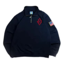 Jeffrey Epstein Quarter Zip Navy Blue Sweatshirt Retro Y2K
