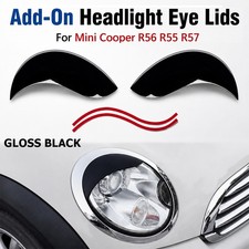 1 Pair For Mini Cooper R56 R55 R57 Headlight Eyebrow Eyelids Covers Gloss Black