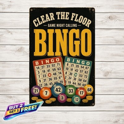 Bingo Game Senior Hobby Metal Sign Fun Activity Wall Decor