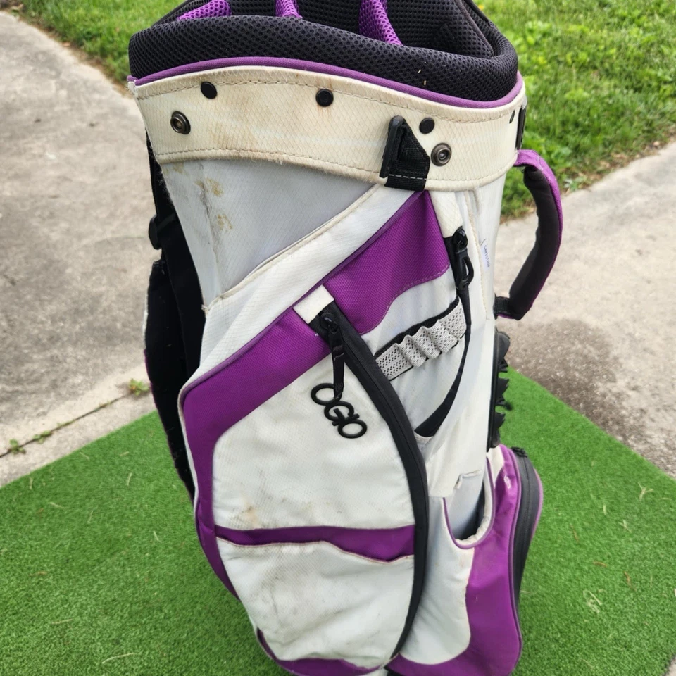 Bolsa de carrito de golf OGIO "Duchess" divisor de 15 vías con cubierta de lluvia - blanco y púrpura Foto 3 de 4