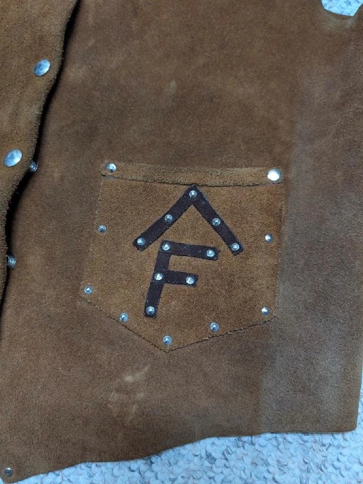 vintage 1960s 70s leather SUEDE handcrafted vest 40 cowhide WESTERN boho hippie - Image 3 of 4