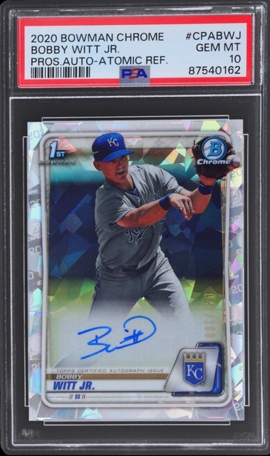2020 Bowman Chrome Pros Bobby Witt Jr Atomic Refractor Auto /100 PSA 10 #CPABWJ