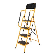 4 Step Stool Ladder Foldable Safety Padded Ha...