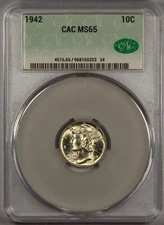 1942 Mercury Dime CAC MS65 10c