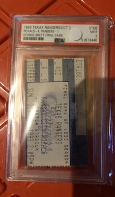 GEORGE BRETT Final Game and Last Hit Ticket 1993 PSA 9 MINT POP 1, 2 Higher - Image 1 of 3