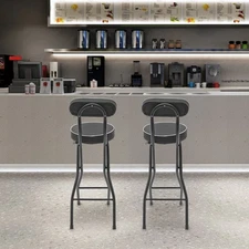 2pcs Black Counter Stool Bar Stool Portable Folding Kitchen Dining Chair