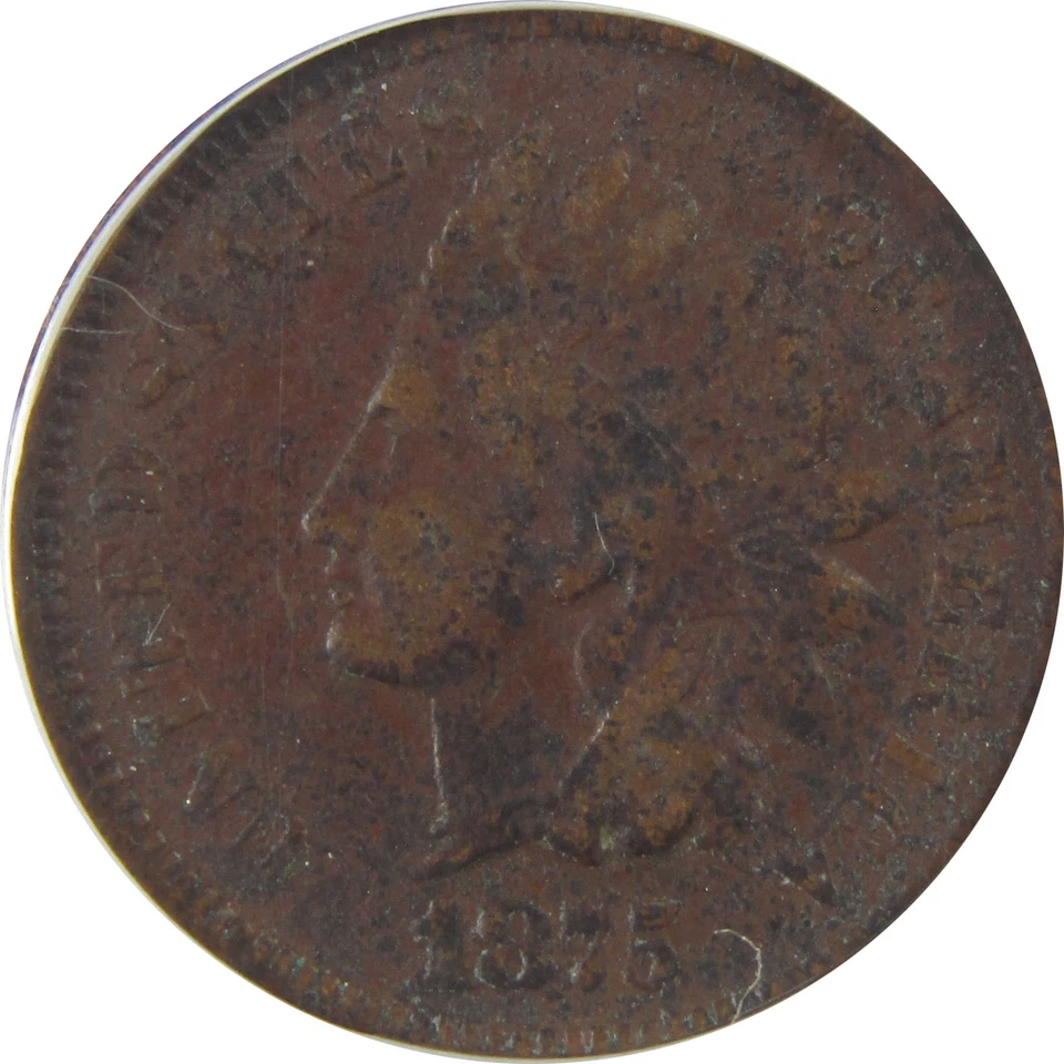1875 Indian Head Cent VF 25 Details ANACS Penny 1c Coin SKU:I22277 - Image 3 of 4
