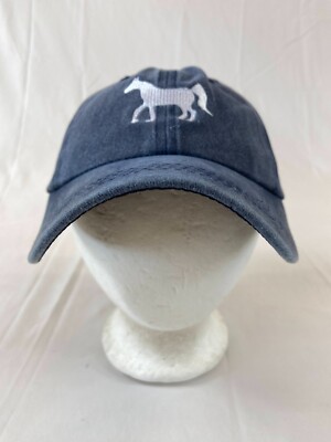 Horse Baseball Cap Buckleback Hat Embroidered Logo Blue 