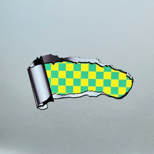 Green & Yellow Chequered Flag Ripped Metal Slash Vinyl Sticker For Car ...