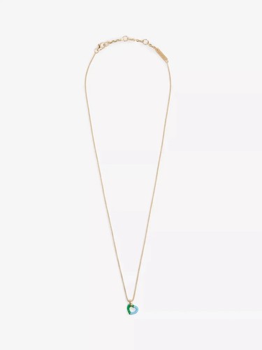 Collar BOTTEGA VENETA corazón verde y azul chapado en oro plata de ley - Imagen 2 de 10