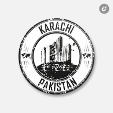 Karachi Pakistan Grunge City | 4'' X 4'' Round Decorative Magnet