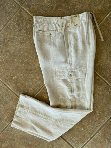 Caribbean 100% Linen Cargo Pants Mens 