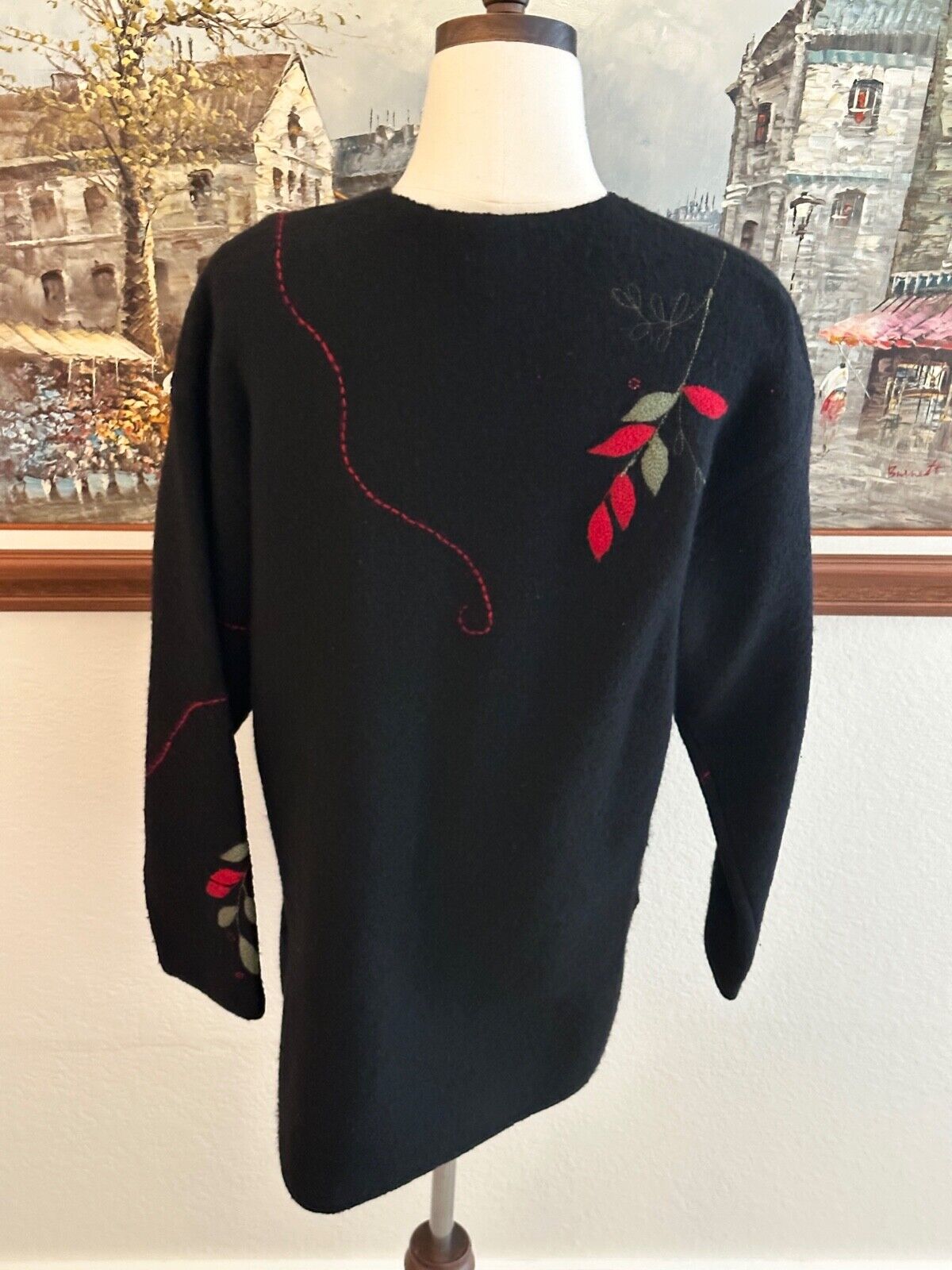 Susan Bristol Hand Embroidered Knit Leaf Sweater … - image 16