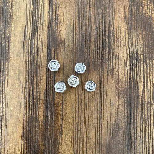 Nuove Perline Rose Floreali Argento Sterling .925 Bifacciali 6 mm - Quantità: 5 pz. - Foto 1 di 4