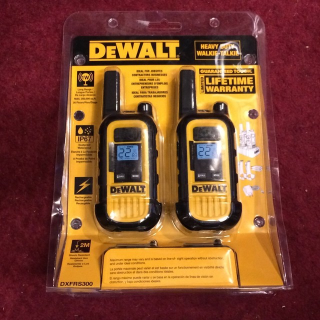 DEWALT DXFRS300 1W 22 Channels UHF/FM Walkie Talkie Pair for sale