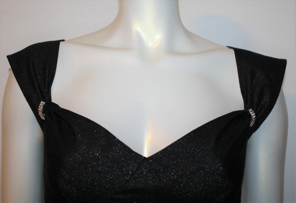 TRACY REESE Dress S 0 2 4 Evening Black Shimmer Sleeveless Rhinestone Trim - Image 2 of 4