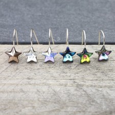 Sterling Silber Ohrringe Stern mit Swarovski Kristalle 10 mm Silber Stern